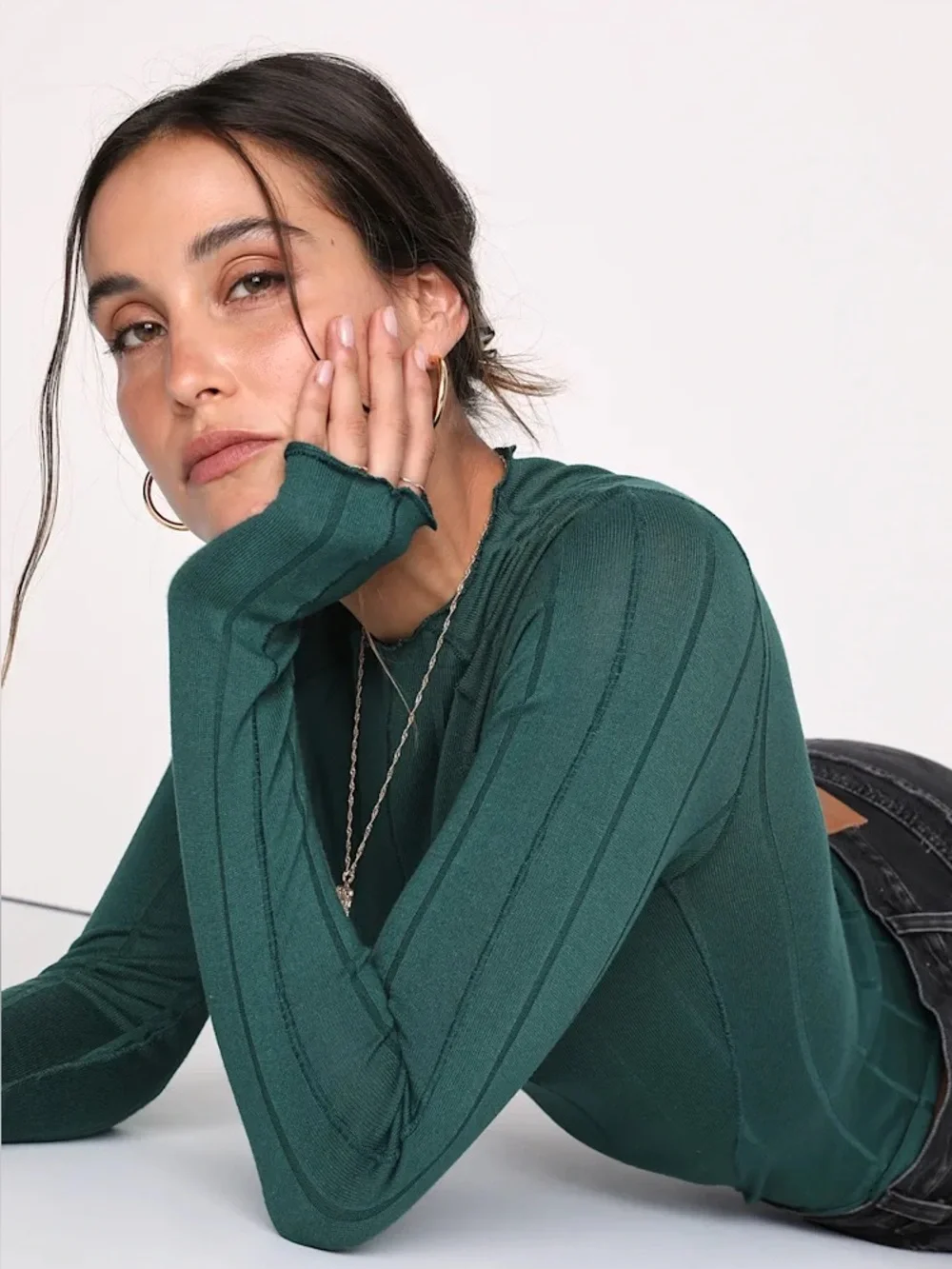 Free People Wide Eyed Mock Neck Top - Size XL, Alpine Trail